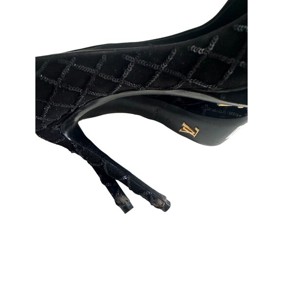 LOUIS VUITTON Black Sequin Patterned Platform Heels Size 37 / US 7 - Picture 6 of 12